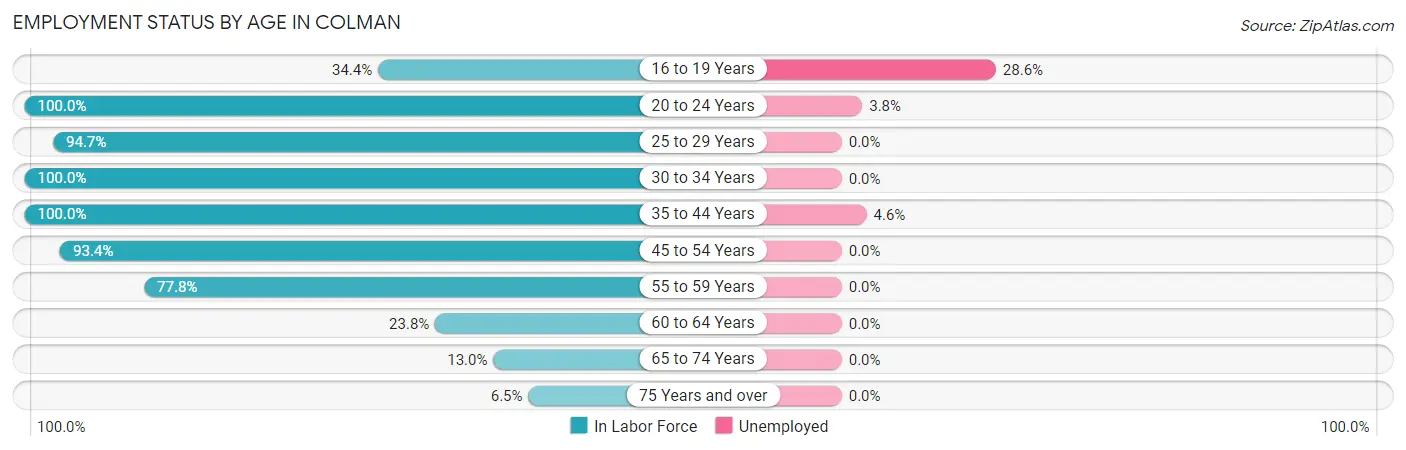 Employment Status by Age in Colman