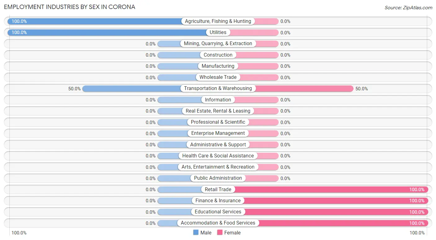 Employment Industries by Sex in Corona