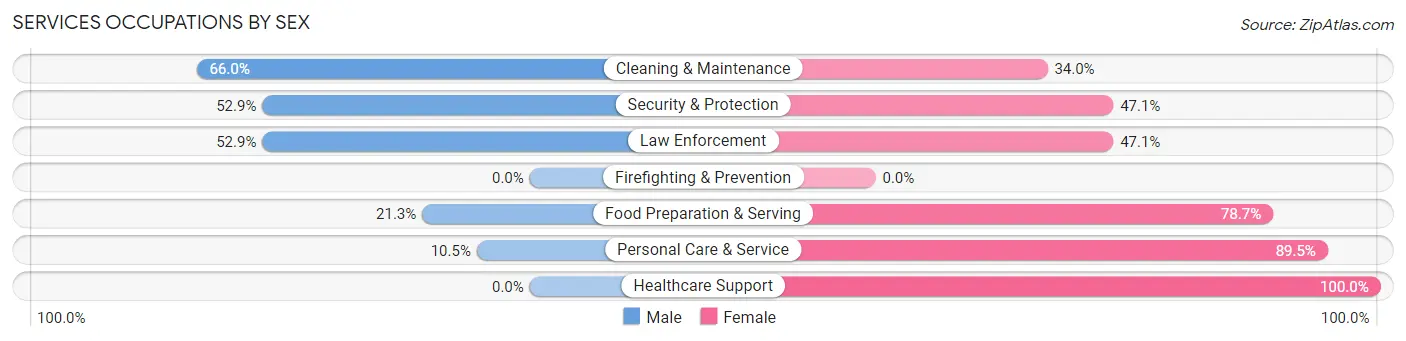 Services Occupations by Sex in Dell Rapids