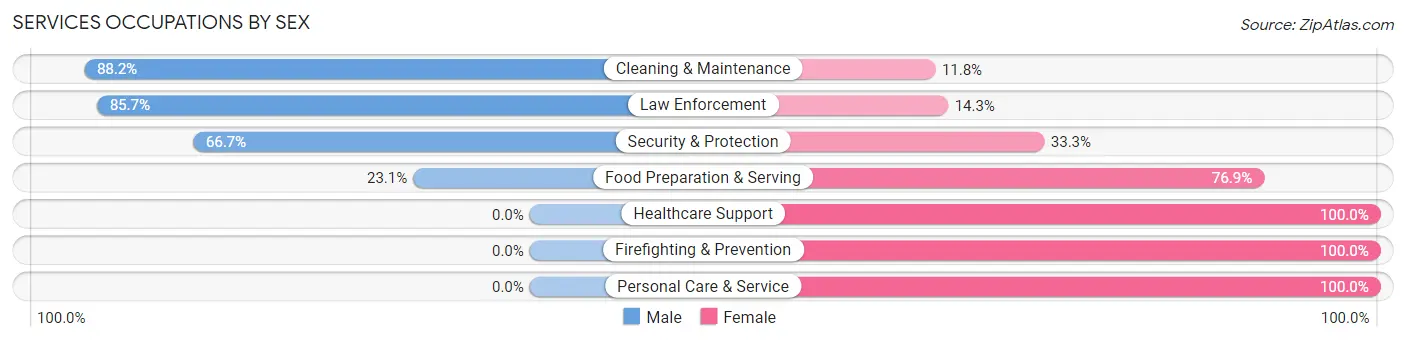 Services Occupations by Sex in Eagle Butte