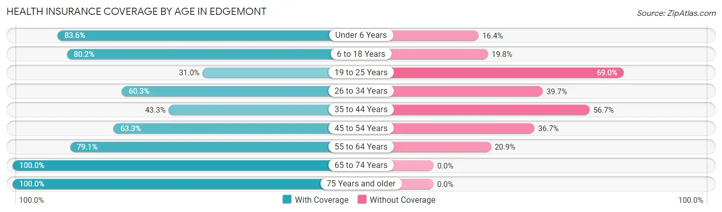 Health Insurance Coverage by Age in Edgemont