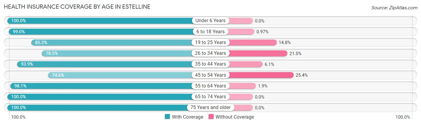Health Insurance Coverage by Age in Estelline