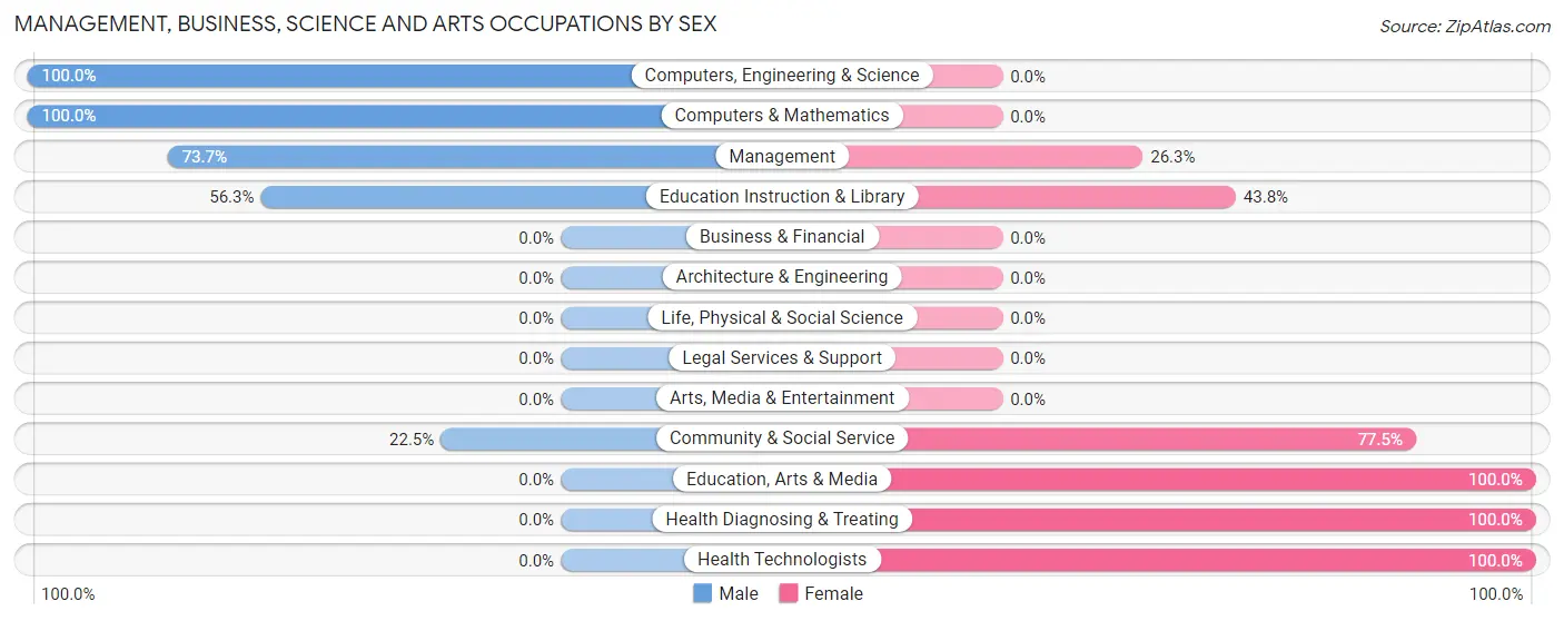 Management, Business, Science and Arts Occupations by Sex in Fort Thompson