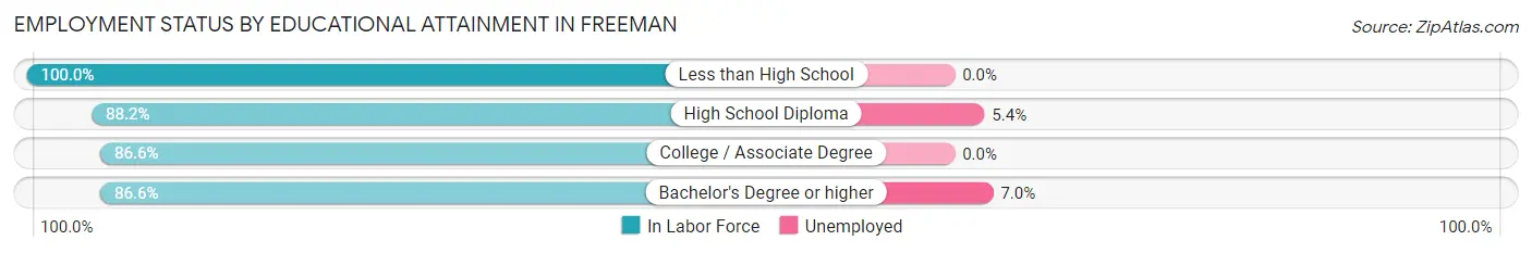 Employment Status by Educational Attainment in Freeman