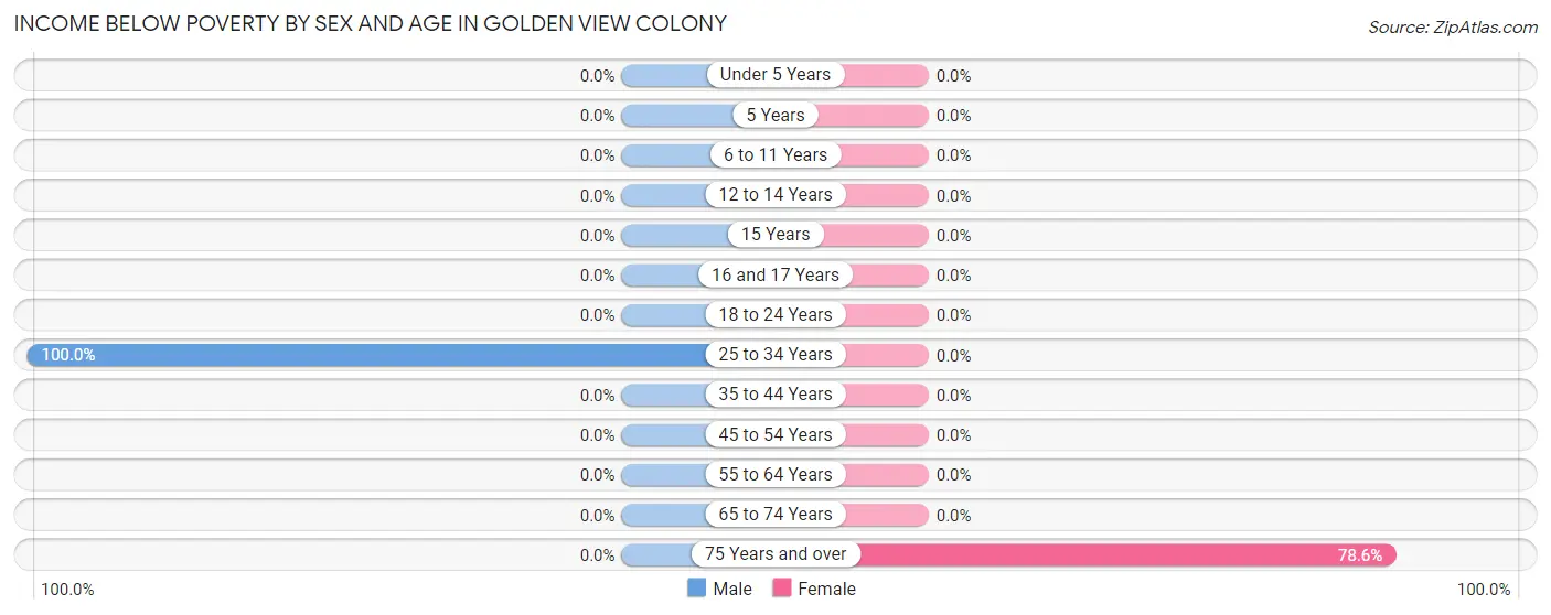 Income Below Poverty by Sex and Age in Golden View Colony