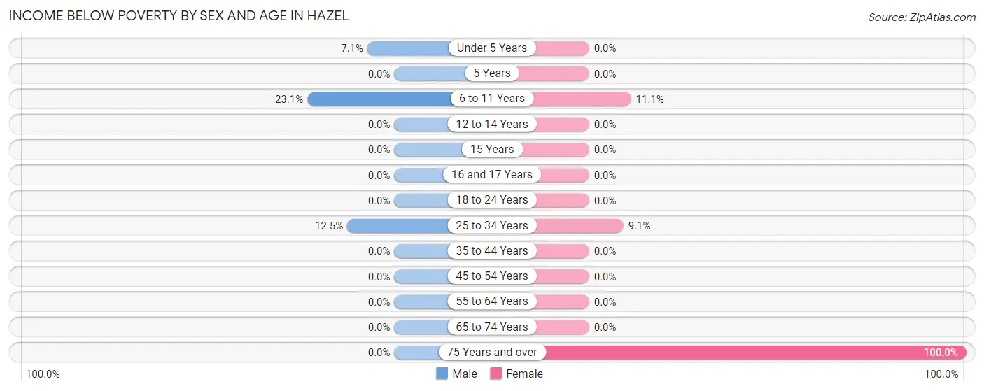 Income Below Poverty by Sex and Age in Hazel
