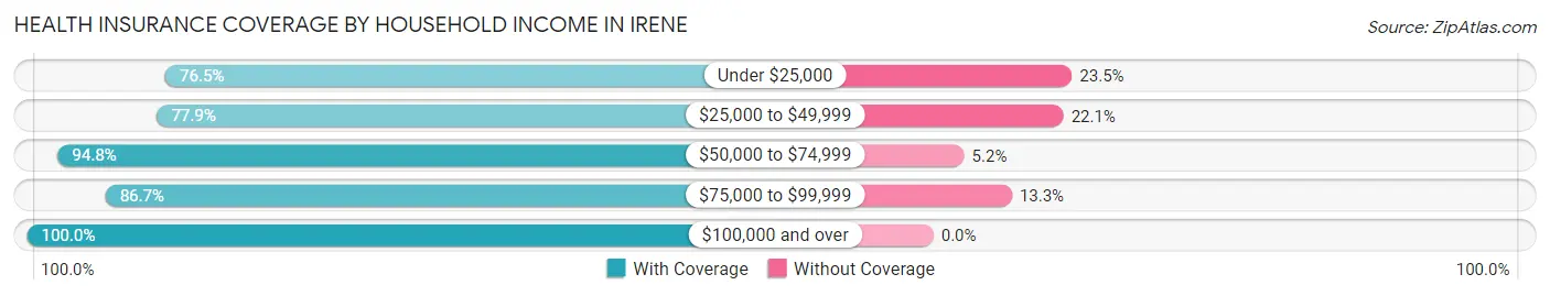 Health Insurance Coverage by Household Income in Irene