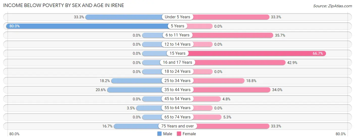 Income Below Poverty by Sex and Age in Irene