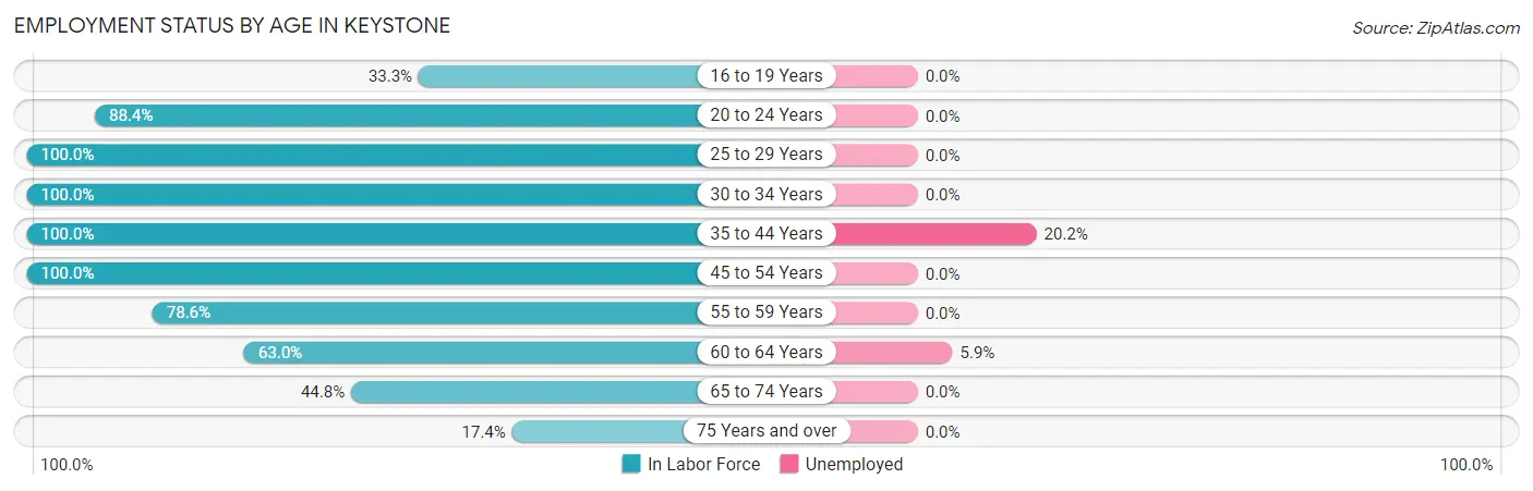 Employment Status by Age in Keystone