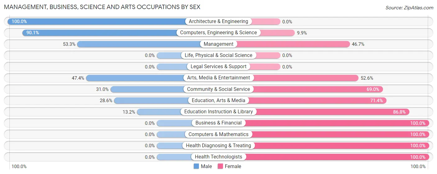 Management, Business, Science and Arts Occupations by Sex in Lead