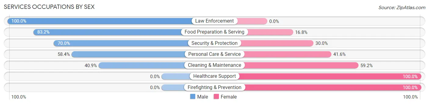 Services Occupations by Sex in Lead