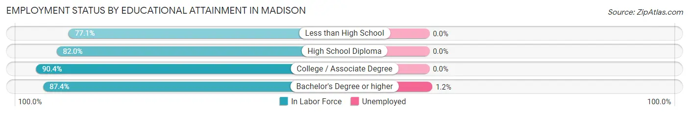 Employment Status by Educational Attainment in Madison