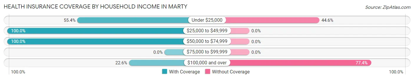 Health Insurance Coverage by Household Income in Marty
