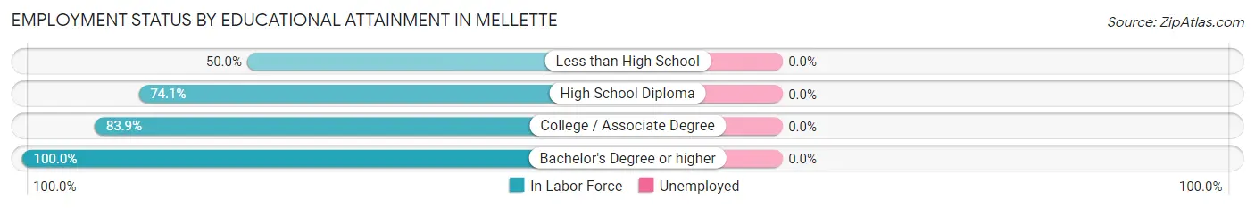 Employment Status by Educational Attainment in Mellette
