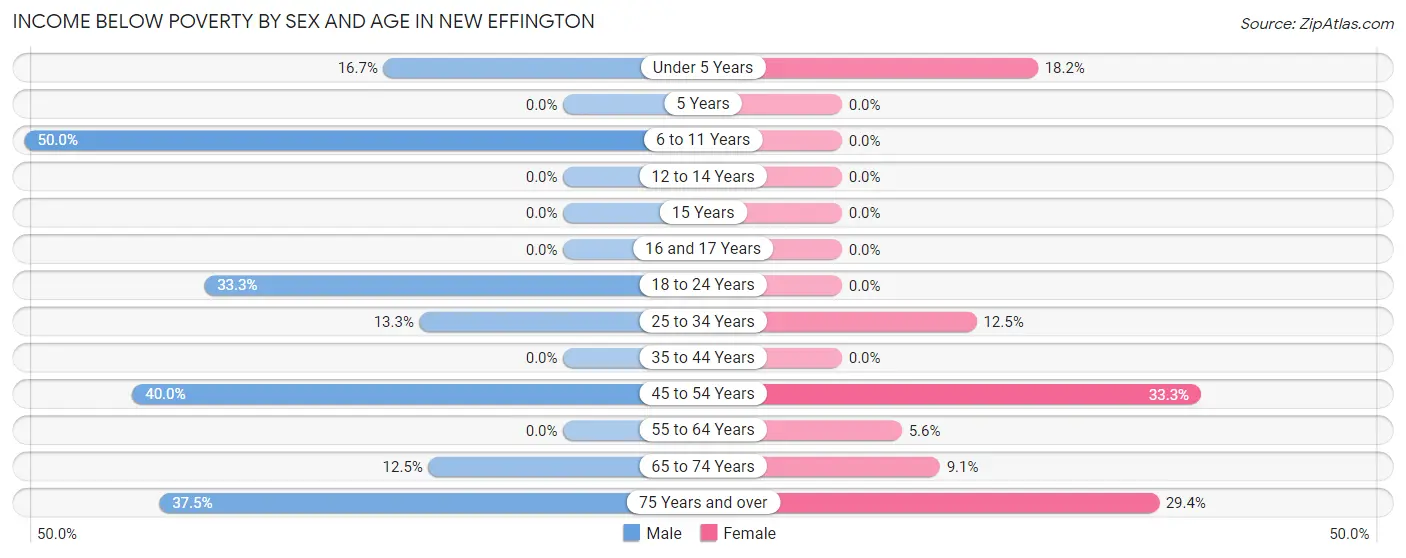 Income Below Poverty by Sex and Age in New Effington