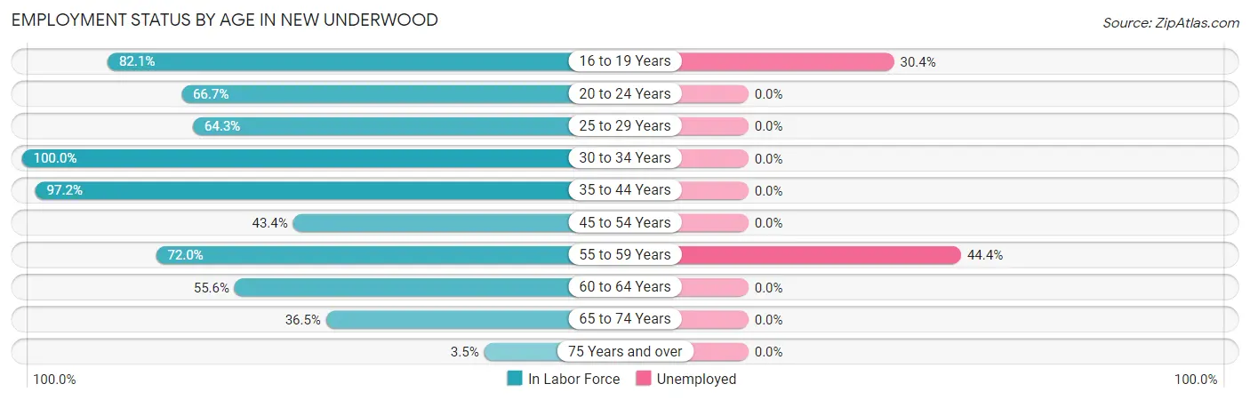 Employment Status by Age in New Underwood
