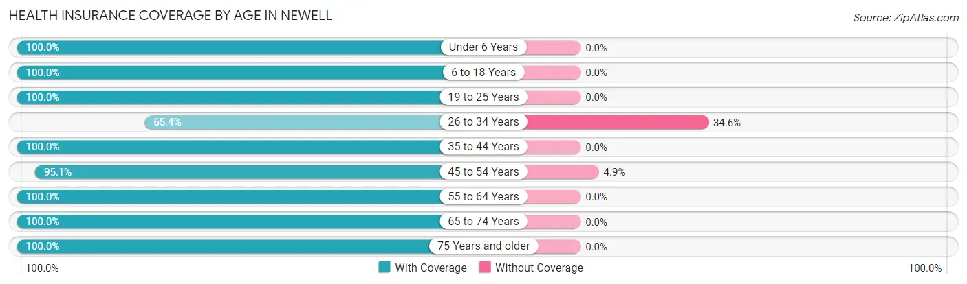 Health Insurance Coverage by Age in Newell