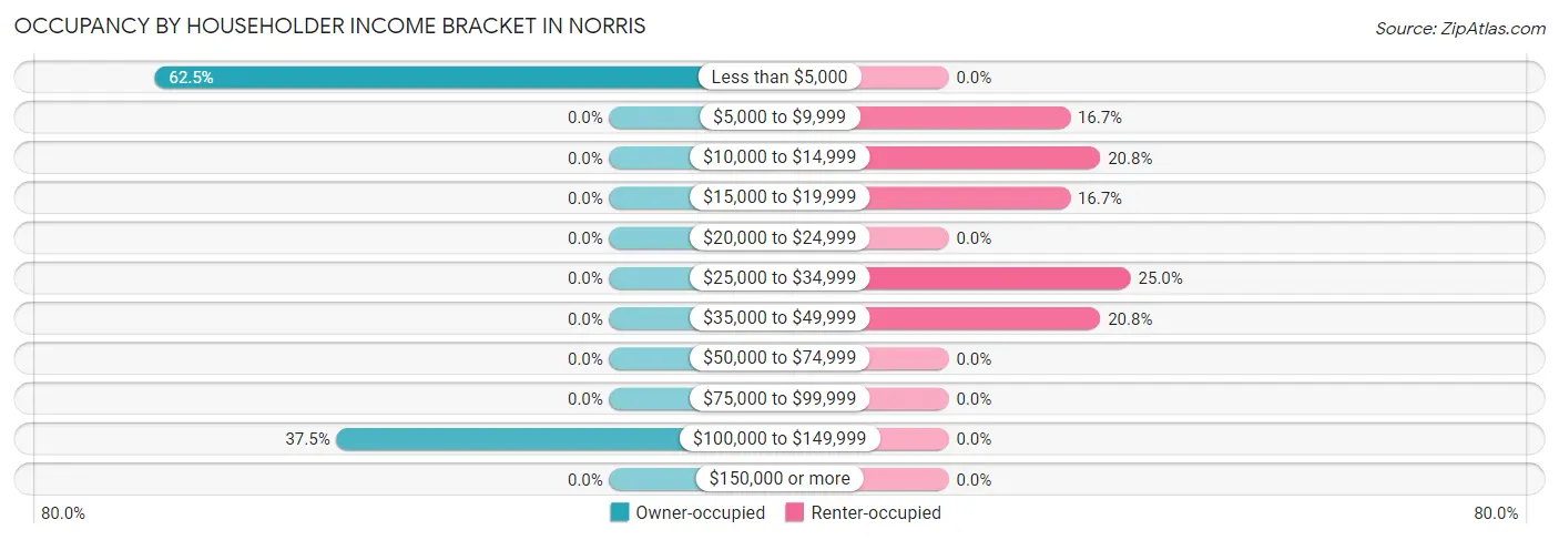 Occupancy by Householder Income Bracket in Norris