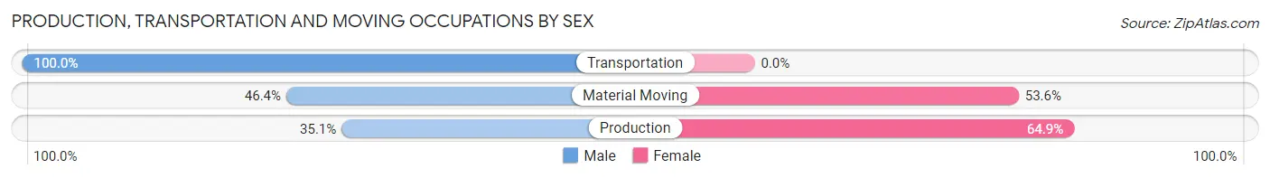 Production, Transportation and Moving Occupations by Sex in North Sioux City