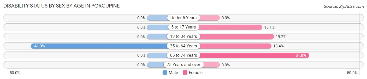 Disability Status by Sex by Age in Porcupine