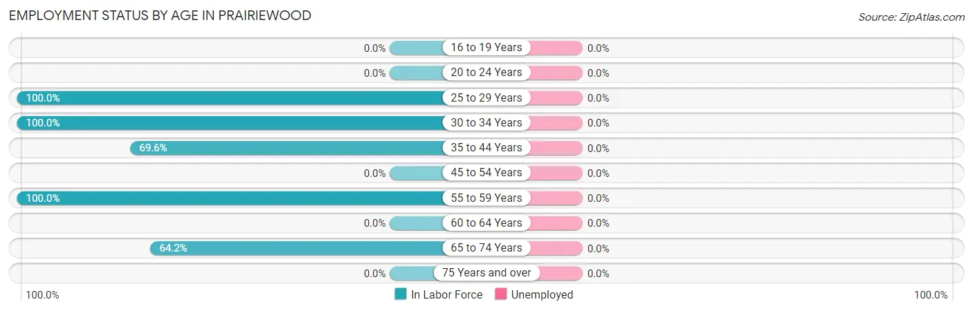 Employment Status by Age in Prairiewood