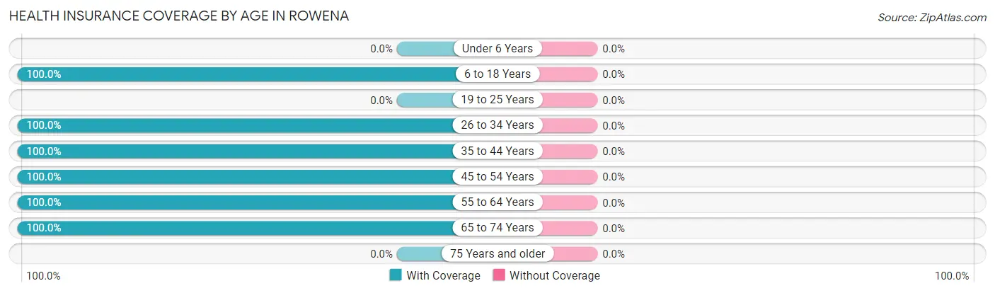 Health Insurance Coverage by Age in Rowena