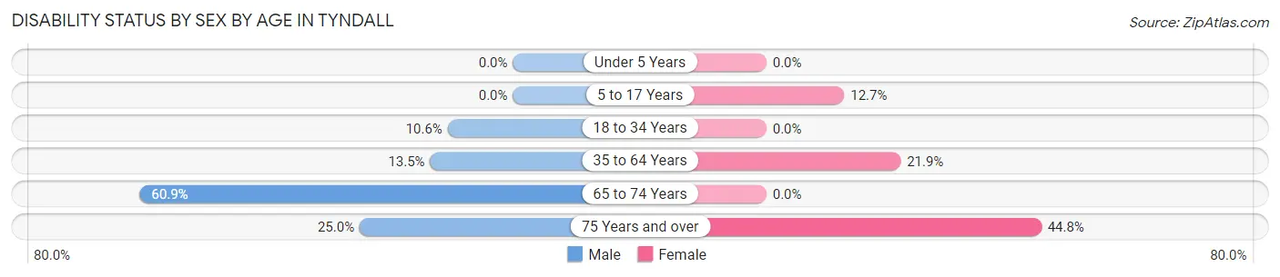 Disability Status by Sex by Age in Tyndall