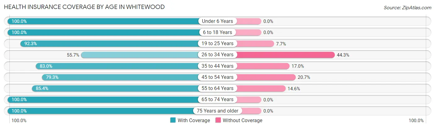 Health Insurance Coverage by Age in Whitewood