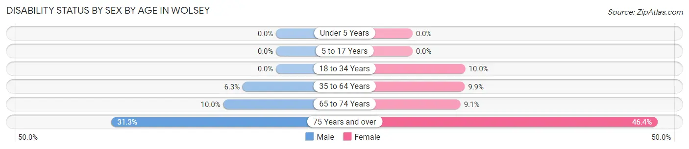 Disability Status by Sex by Age in Wolsey