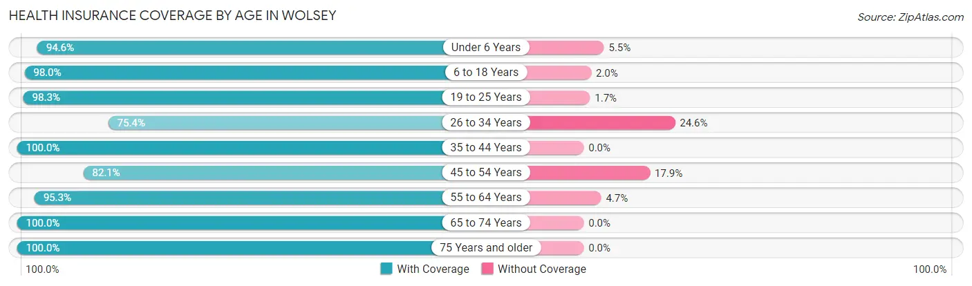 Health Insurance Coverage by Age in Wolsey