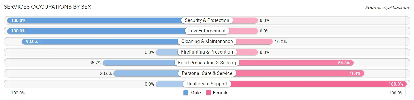 Services Occupations by Sex in Wolsey