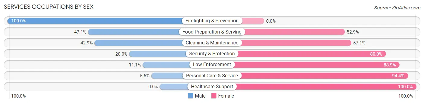 Services Occupations by Sex in Worthing