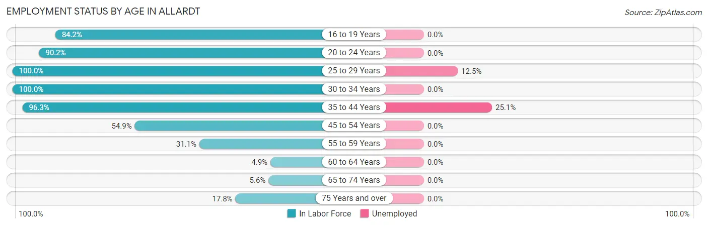 Employment Status by Age in Allardt