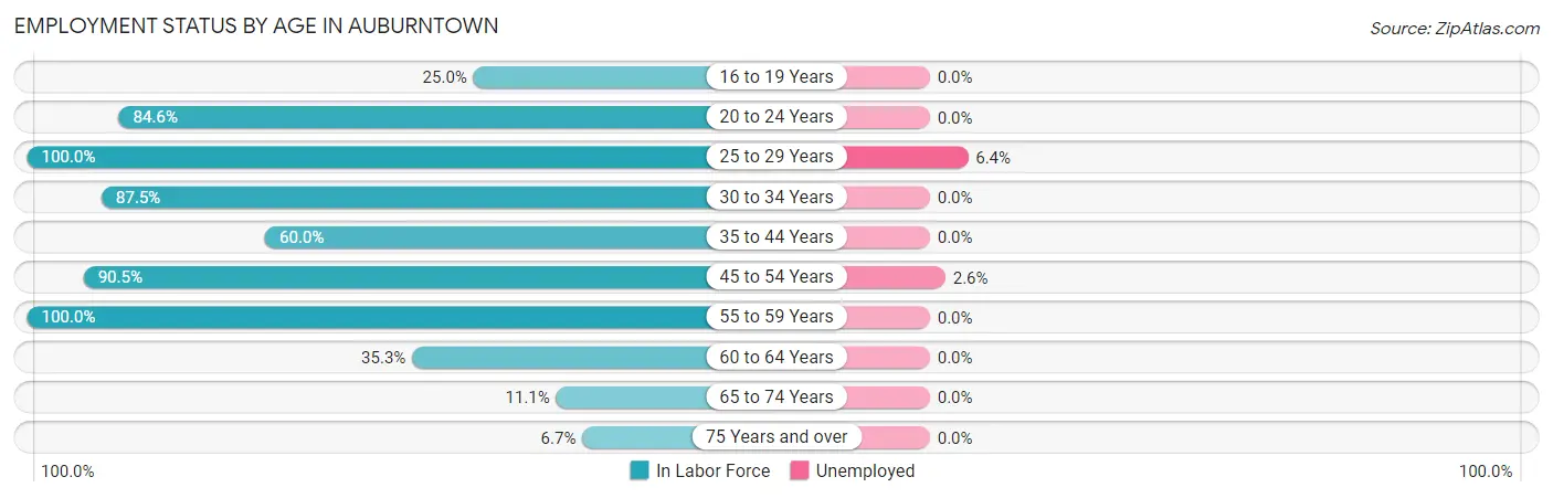 Employment Status by Age in Auburntown