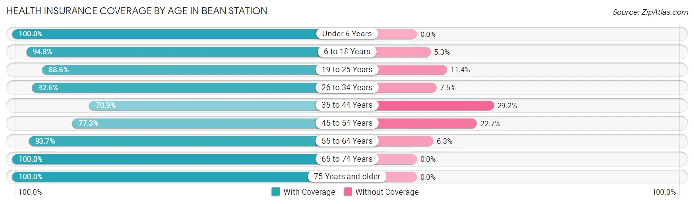 Health Insurance Coverage by Age in Bean Station