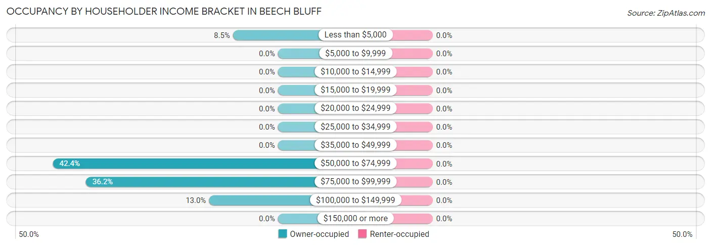 Occupancy by Householder Income Bracket in Beech Bluff
