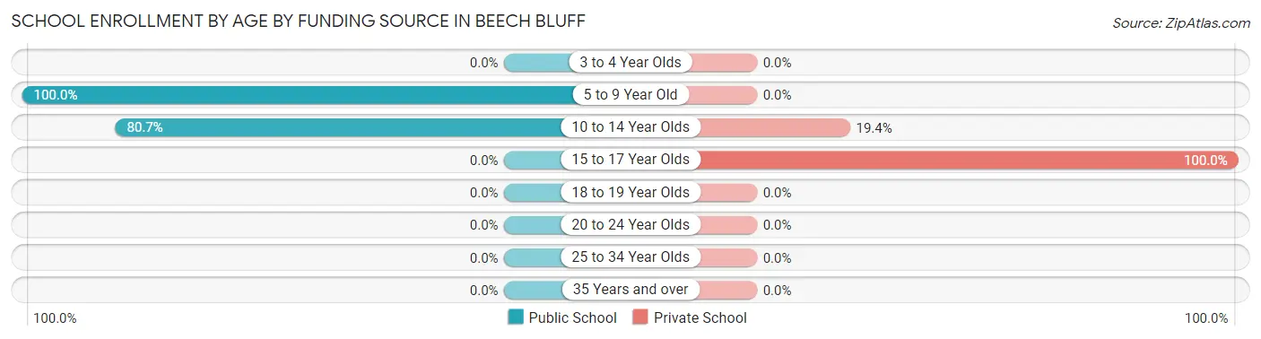 School Enrollment by Age by Funding Source in Beech Bluff