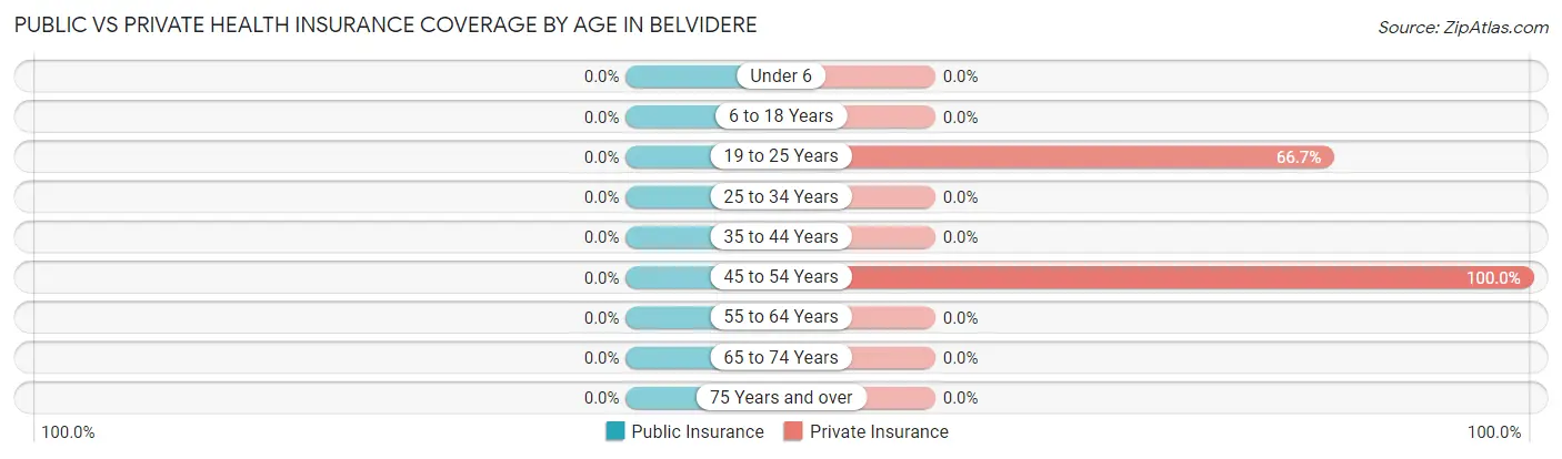 Public vs Private Health Insurance Coverage by Age in Belvidere