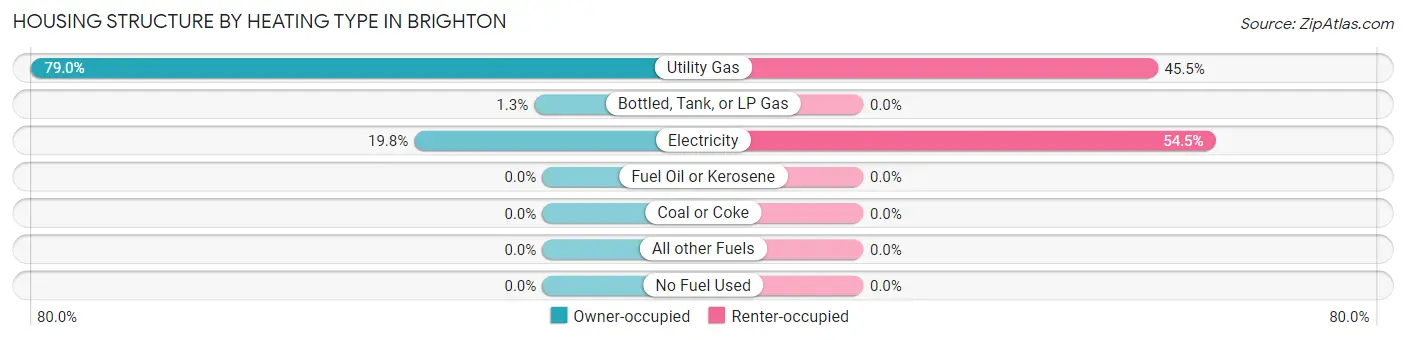 Housing Structure by Heating Type in Brighton