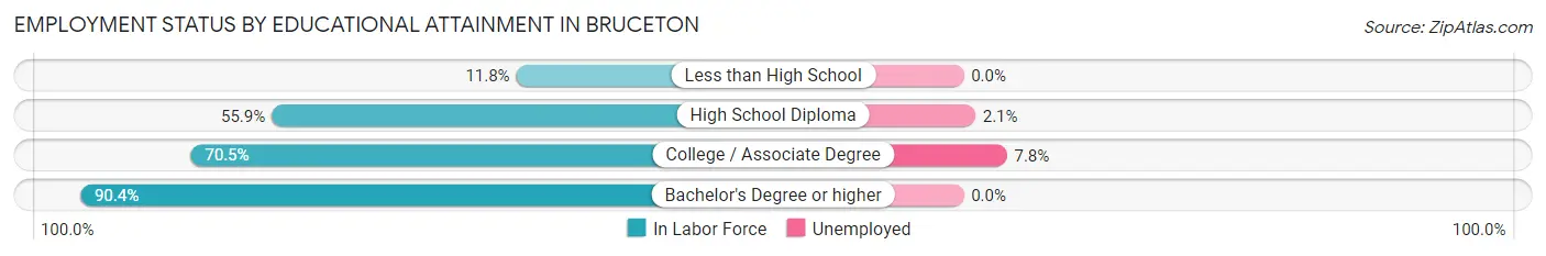 Employment Status by Educational Attainment in Bruceton