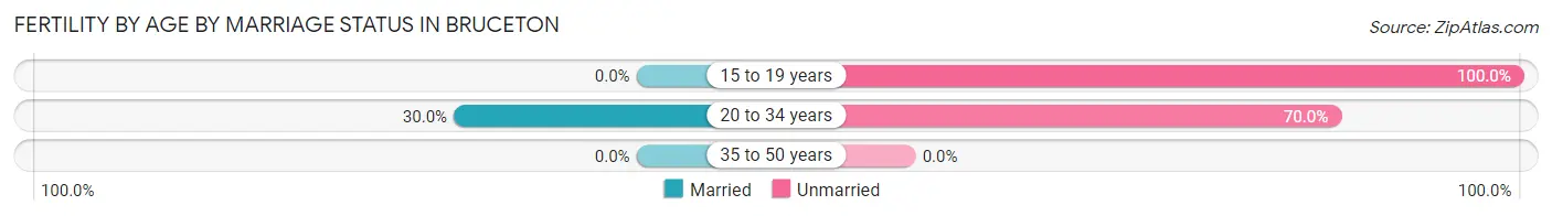 Female Fertility by Age by Marriage Status in Bruceton