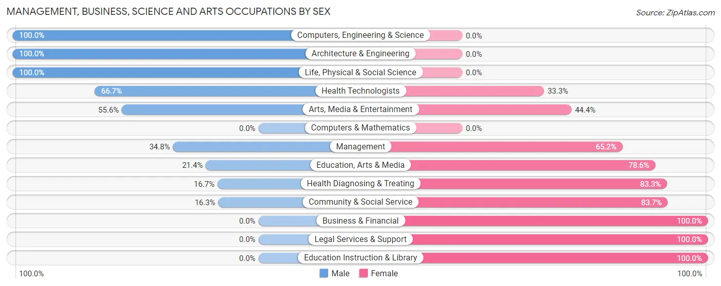 Management, Business, Science and Arts Occupations by Sex in Bruceton