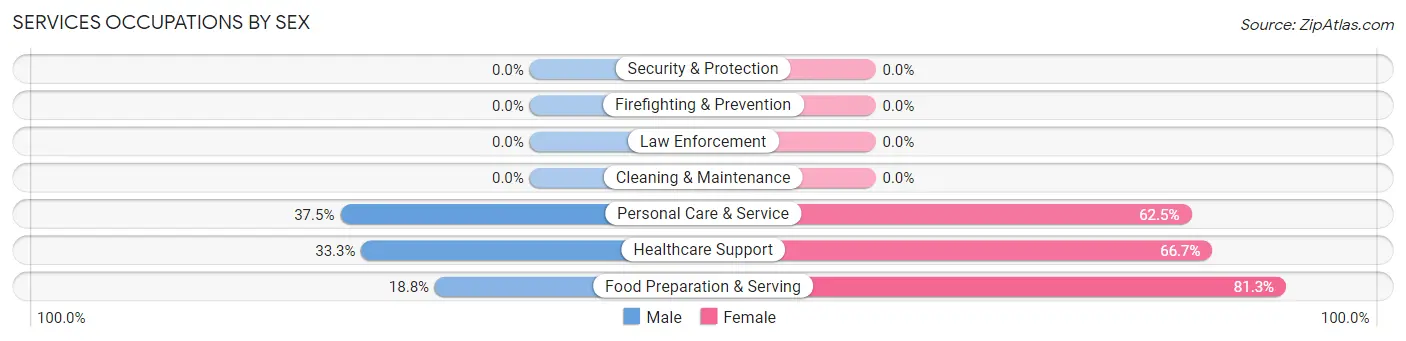Services Occupations by Sex in Bruceton