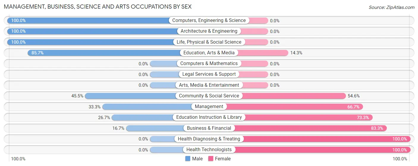 Management, Business, Science and Arts Occupations by Sex in Burlison