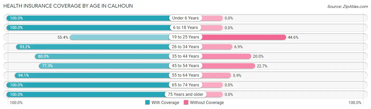 Health Insurance Coverage by Age in Calhoun