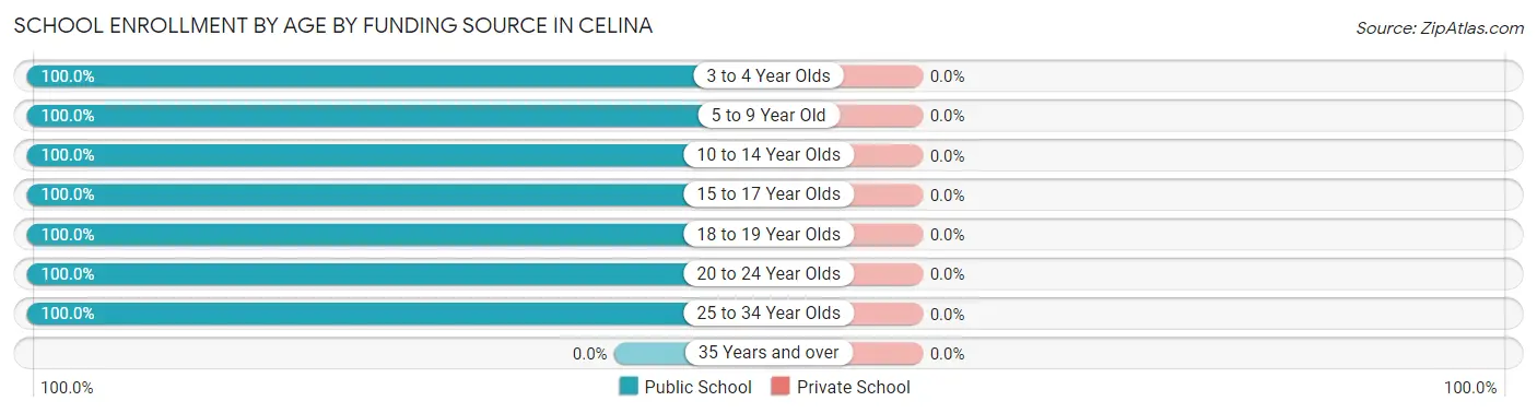 School Enrollment by Age by Funding Source in Celina