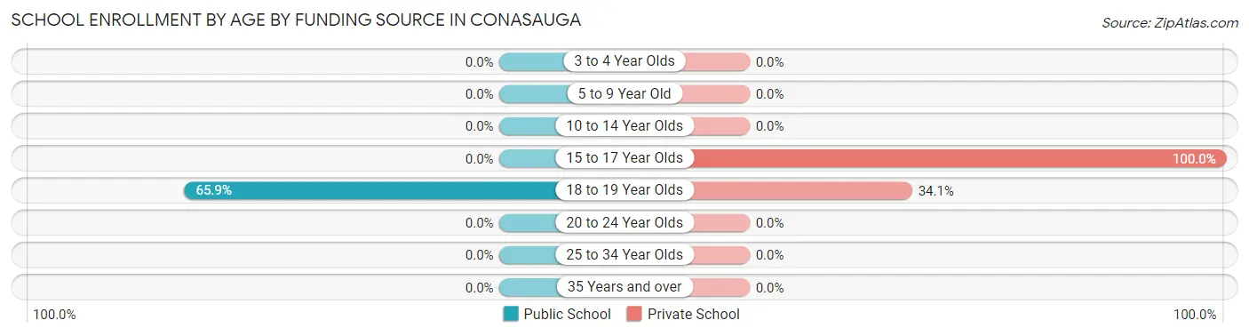 School Enrollment by Age by Funding Source in Conasauga