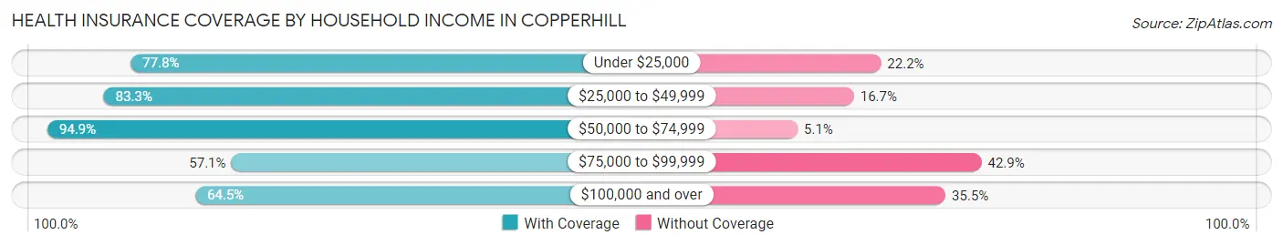 Health Insurance Coverage by Household Income in Copperhill