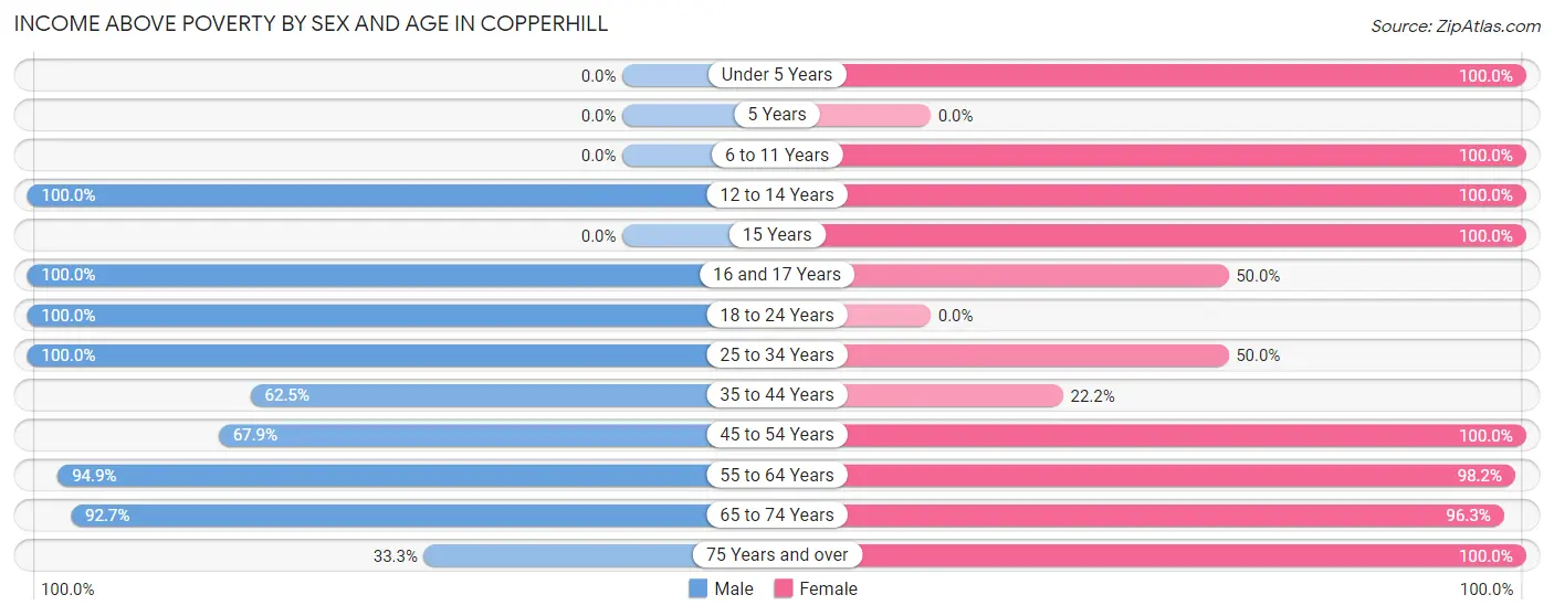 Income Above Poverty by Sex and Age in Copperhill