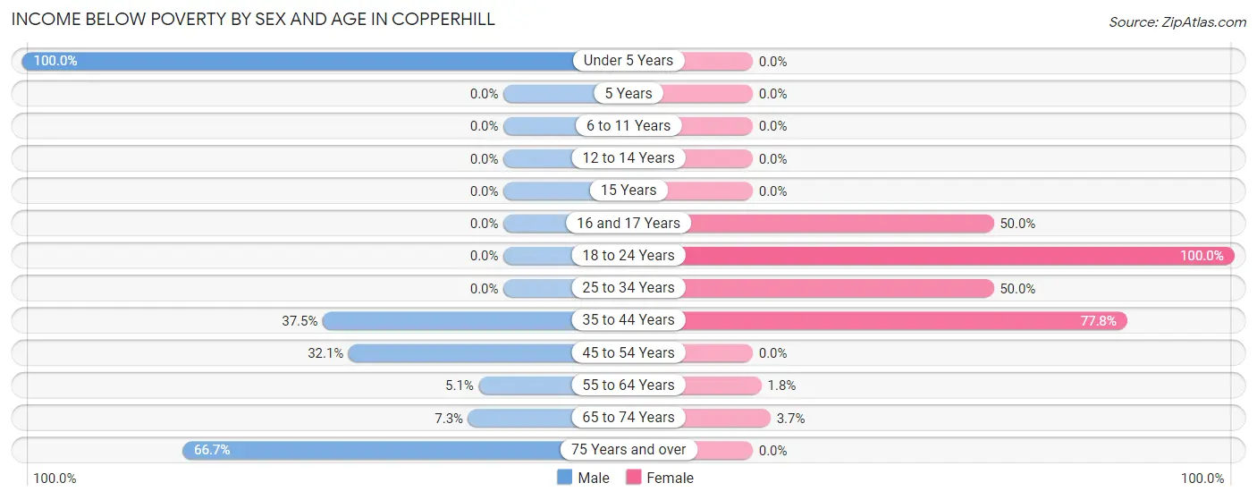 Income Below Poverty by Sex and Age in Copperhill